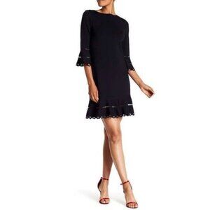 Ted Baker Yazmiin Knitted Frill Dark Blue Dress Wedding Event Womens Size (1)